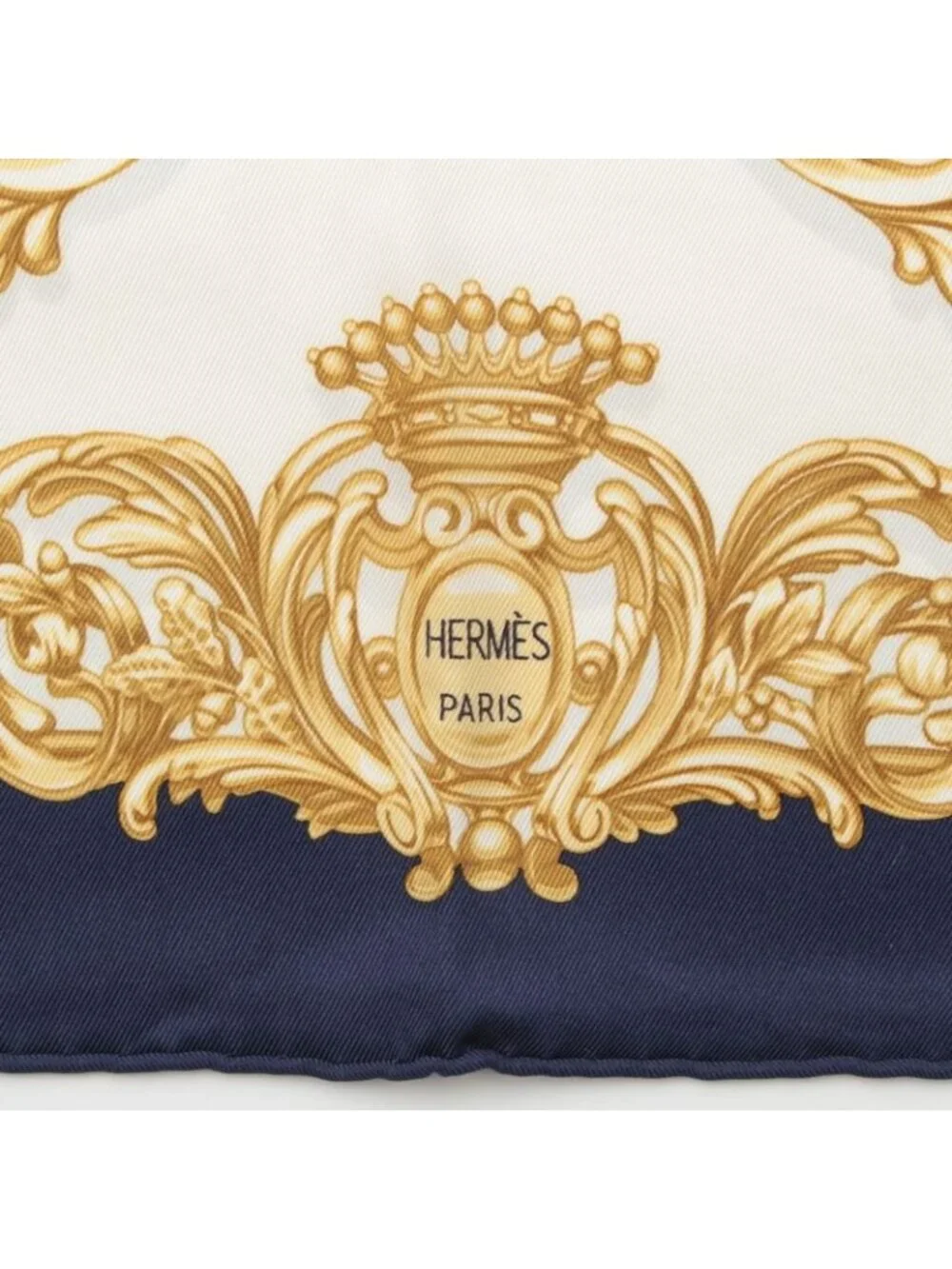 Hermes Carre 70 Silk Carrosses D'or Golden Carriage Scarf White Navy 70 - Picture 7 of 9